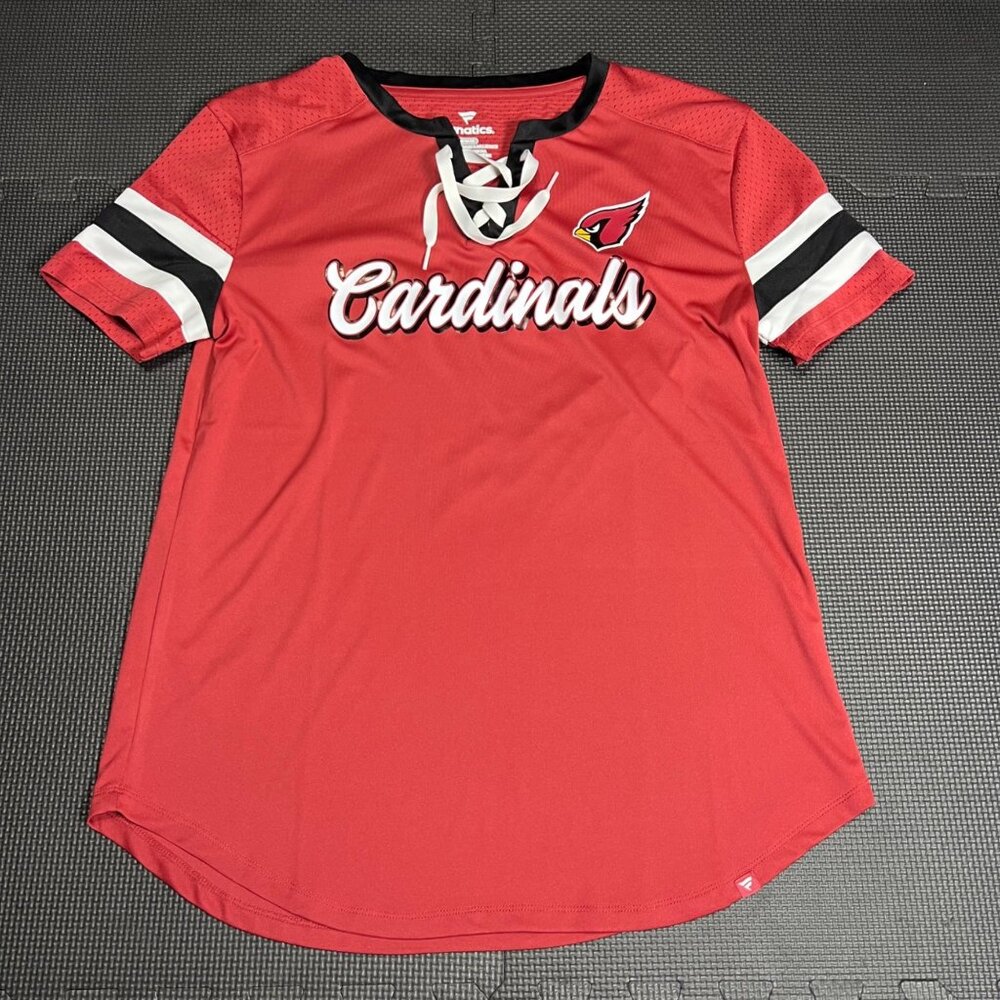 Arizona Cardinals Womens Fanatics Red Lace-Up Short Sleeve Jersey Shirt Size M